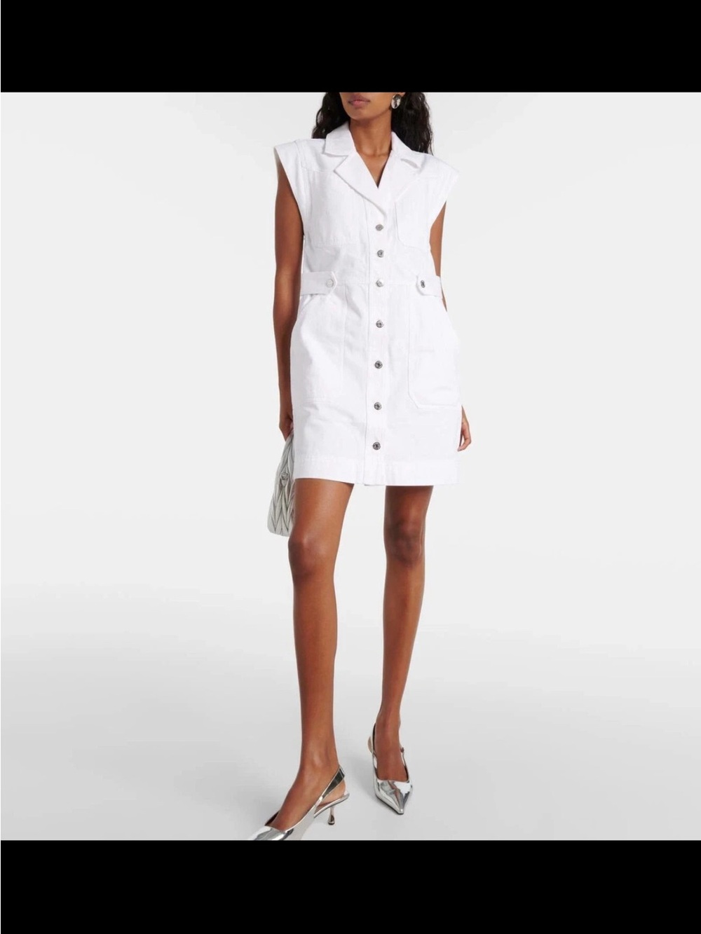 NWT Veronica Beard Jax dress. White Sleeveless Button-Front Vest Dress